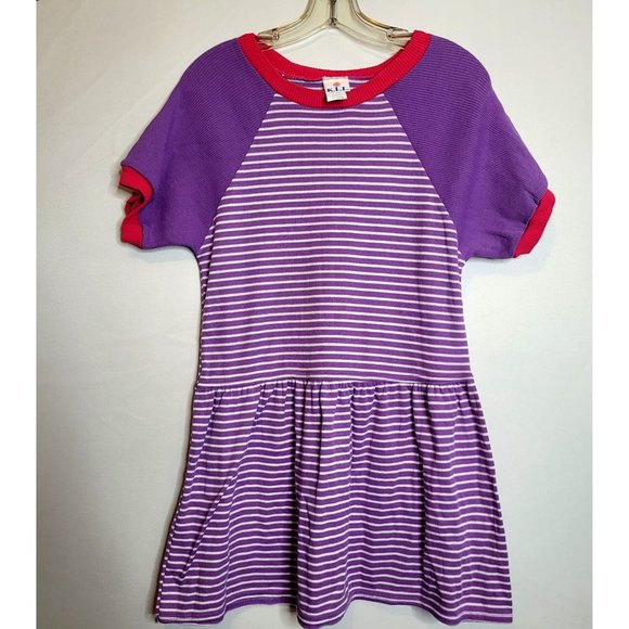Vintage Girls Dress KLL Purple Stripe Size 14.5 Acrylic Drop Waist Small Women - Picture 1 of 6